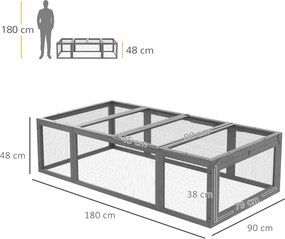 Pawhut Wybieg dla Małych Zwierząt z Otwieranym Dachem Drewno Świerkowe Szary