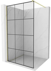 Mexen Kioto ścianka prysznicowa Walk-in 120 x 200 cm, czarny wzór 8 mm, złota szczotkowana - 800-120-101-55-77