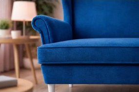 Gładka Sofa Uszak 2 osobowa w stylu skandynawskim, gładka, bez pikowania
