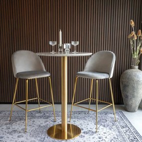 Okrągły stolik barowy z blatem w dekorze marmuru ø 70 cm Bolzano – House Nordic