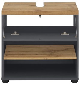 Antracytowa szafka pod umywalkę w dekorze dębu 60x57 cm Thessa – Støraa