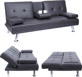 3-osobowa sofa MCW-F60,  imitacja skóry, brązowy