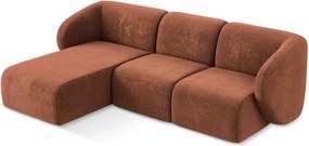 Narożnik z tkaniny szenilowej (lewostronny/z szezlongiem) w kolorze terakoty Lani – Makamii