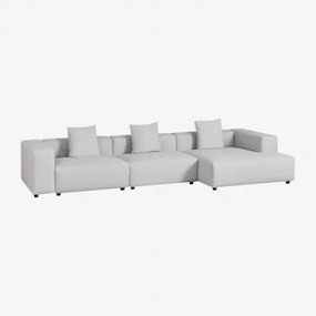 Modułowa Sofa Z Szezlongiem Prawym, 3-częściowa (↔︎375 Cm) Z Wysokim Podłokietnikiem Bruna Tkaniny Gris Glacial - Sklum