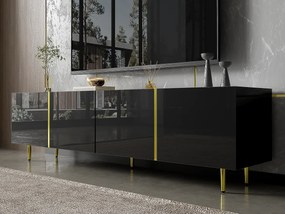 Meble TV L 170cm - z 4 drzwiami - MDF - Czarny