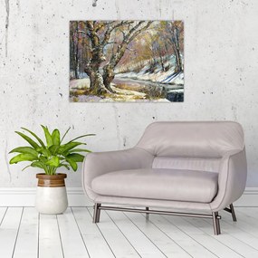 Obraz namalowanego zimowego krajobrazu (70x50 cm)