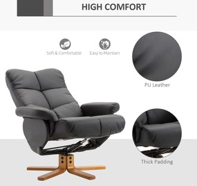 HOMCOM Fotel relaksacyjny TV z funkcją obrotu 360° i podnóżkiem Rozkładany Czarny Drewniana rama 80x86x99cm | Aosom PL