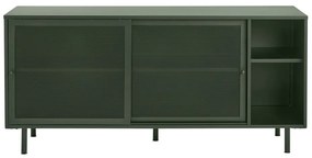 Ciemnozielona metalowa niska komoda z drzwiami przesuwnymi 160x75 cm Veep – Unique Furniture