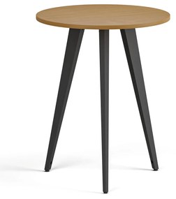 Stolik kawowy PRIMO VIBE, średnica 60 cm, czarna podstawa, buk