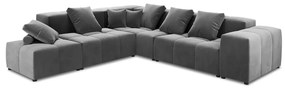 Szary aksamitny narożnik (róg zmienny) Rome Velvet – Cosmopolitan Design