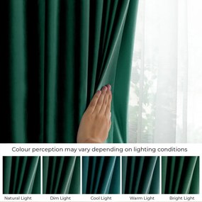 Ciemnozielona aksamitna zasłona częściowo zaciemniająca (dimout) 140x270 cm Eyelets – Restilo