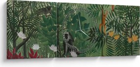Obraz - Henri Rousseau, Tropical Forest with Monkeys, reprodukcje (z zegarem) (90x30 cm)