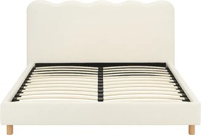 Łóżko Tapicerowane 180x200 cm IZMIR ze Stelażem Dwuosobowe Boucle Kremowe