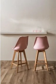 Wysoki Stołek Nordycki Z Poduszką Ze Skóry Ekologicznej Toasted Almond & ↑65 Cm - Sklum