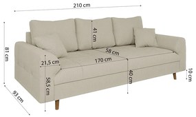 Beżowa sztruksowa sofa 210 cm Ariella – Ropez