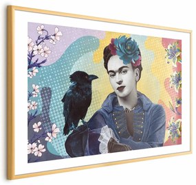 Plakat Totemiczna Frida 30x21 cm z ramą złotą z marginesem ARTGEIST B