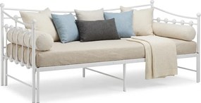 Białe rozkładane łóżko metalowe 90x200 cm T3-A86