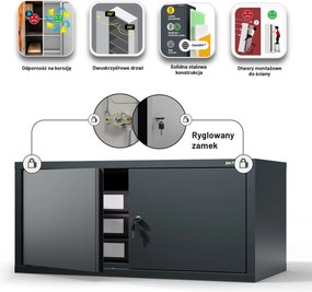 Nadstawka na szafę EWA Compact 800 x 380 x 400 mm, antracytowa