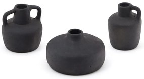 Czarne wazony z terakoty zestaw 3 szt. (wysokość 6 cm) Sofra – Kave Home