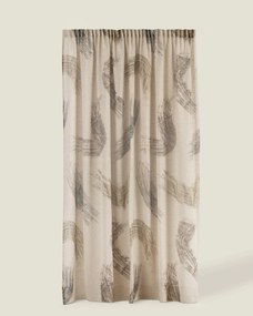Zasłona na taśmie marszczącej 1 szt. kolor beżowy tkanina półprzezroczysta, strukturalna, wzorzysta