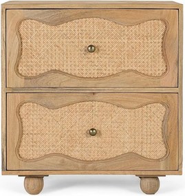 Stoliki nocne z drewna mango 60 cm w stylu boho śródziemnomorskim - 65x60x40