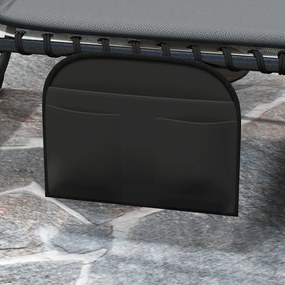 Outsunny 2‑częściowy zestaw leżaków składanych z zagłówkiem, 5‑stopniowo regulowanym oparciem, kieszenią boczną, ciemnoszary | Aosom PL