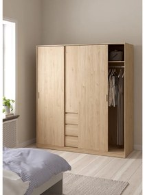 Szafa w dekorze dębu z drzwiami przesuwnymi w naturalnym kolorze 177x200x60 cm Naia – Tvilum