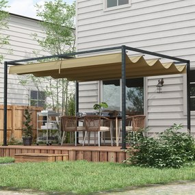Outsunny Pergola, Stabilna Ochrona przed Słońcem dla Ogrodu, Balkonu, Tarasu, Metal i Plastik, Odporna na UV i Wodę, Khaki