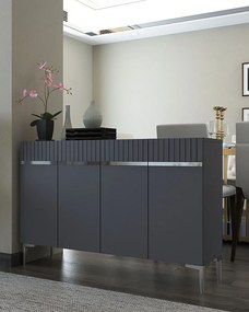 Komoda z płyty MDF pokrytej melaminą – 120 cm x 80 cm x 29,6 cm – antracyt i srebro