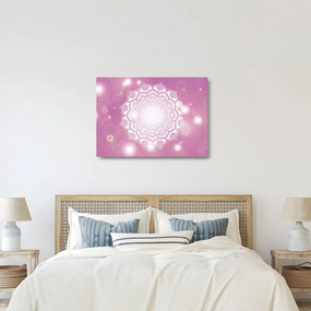 Obraz na szkle mandali na różowym tle (70x50 cm)