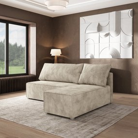 Masseno Narożnik BRISO z funkcją spania i pojemnikiem na pościel Narozniki L, Rozkładana sofa - Kremowy, POSO 100