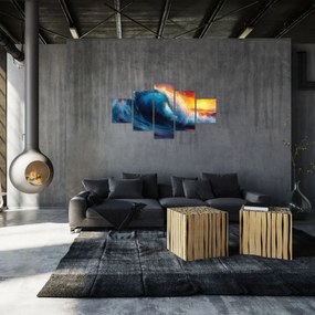 Obraz - Fala o zachodzie słońca (125x70 cm)