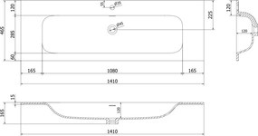 Mexen Vela umywalka wpuszczana w blat 141 x 46,5 cm, czarna mat - 25231471