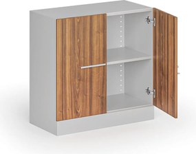 Metalowa szafa z drewnianymi drzwiami, demontowana, 800 x 800 x 400 mm, orzech