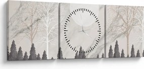 Obraz - Zimowy krajobraz (z zegarem) (90x30 cm)