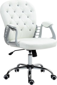 Vinsetto Krzesło biurowe, ergonomiczne krzesło do biura z podłokietnikami, wyściełane oparcie Białe