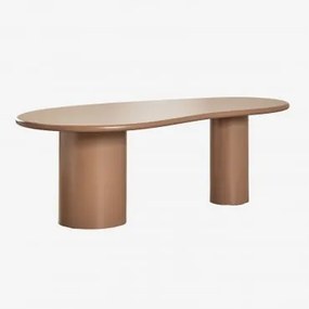 Owalny Stół Jadalniany Z Mdf (220x115 Cm) Billie Jasny Camelowy Brąz - Sklum