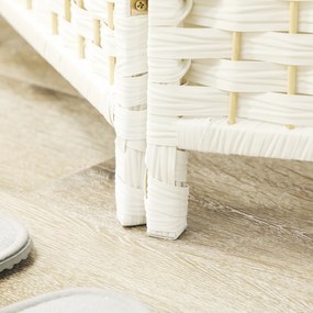 HOMCOM Parawan, 4-częściowa składana ścianka działowa, plecionka, drewno sosnowe, Biały