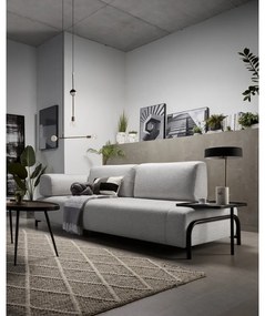 Jasnoszara sofa z małym stolikiem Kave Home Compo