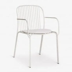 Pack 4 Krzeseł Jadalnianych Z Podłokietnikami Ze Stali Anerina Gardenia Biel & Szarość Lodu - Sklum