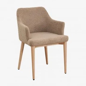 Zestaw 2 Krzeseł Do Jadalni Z Podłokietnikami Z Obicia Banfil Naturalna & Chenille Pszenica Brązowa - Sklum