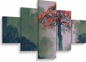 Obraz samotnego czerwonego drzewa (125x70 cm)