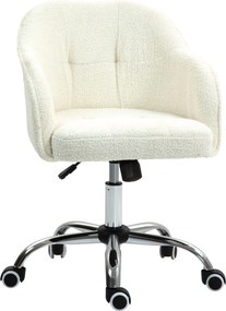 HOMCOM Fotel do home office, Ergonomiczny Fotel Obrotowy z Funkcją Bujania, Atrakcyjna tekstura teddy 56 x 61 x 86 cm Kremowy