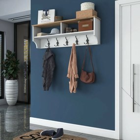 Wieszak ścienny Polo White and Walnut