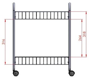 Regał 2-poziomowy na kółkach Metaltex Greg, dł. 41 cm