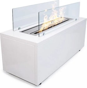 CARAVAGGIO Biały kominek bioetanolowy do wewnątrz i na zewnątrz, stojący, dł. 100 x gł. 40 x wys. 40 cm