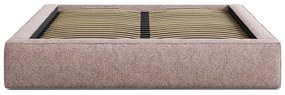 Jasnoróżowe tapicerowane łóżko dwuosobowe ze schowkiem i stelażem 180x200 cm Simon – Micadoni