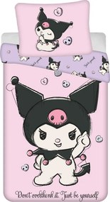 Różowa bawełniana pościel dziecięca jednoosobowa 140x200 cm Hello Kitty "Kuromi" – Jerry Fabrics
