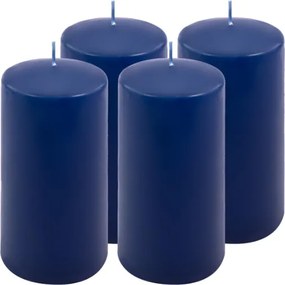 Niebieskie świece filarowe 4 szt. 15x7,5 cm bez zapachu