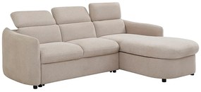 Kanapa narożna rozkładana prawostronna beżowa RAVIELA